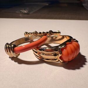 Gold and Coral fanciful Ring Set
